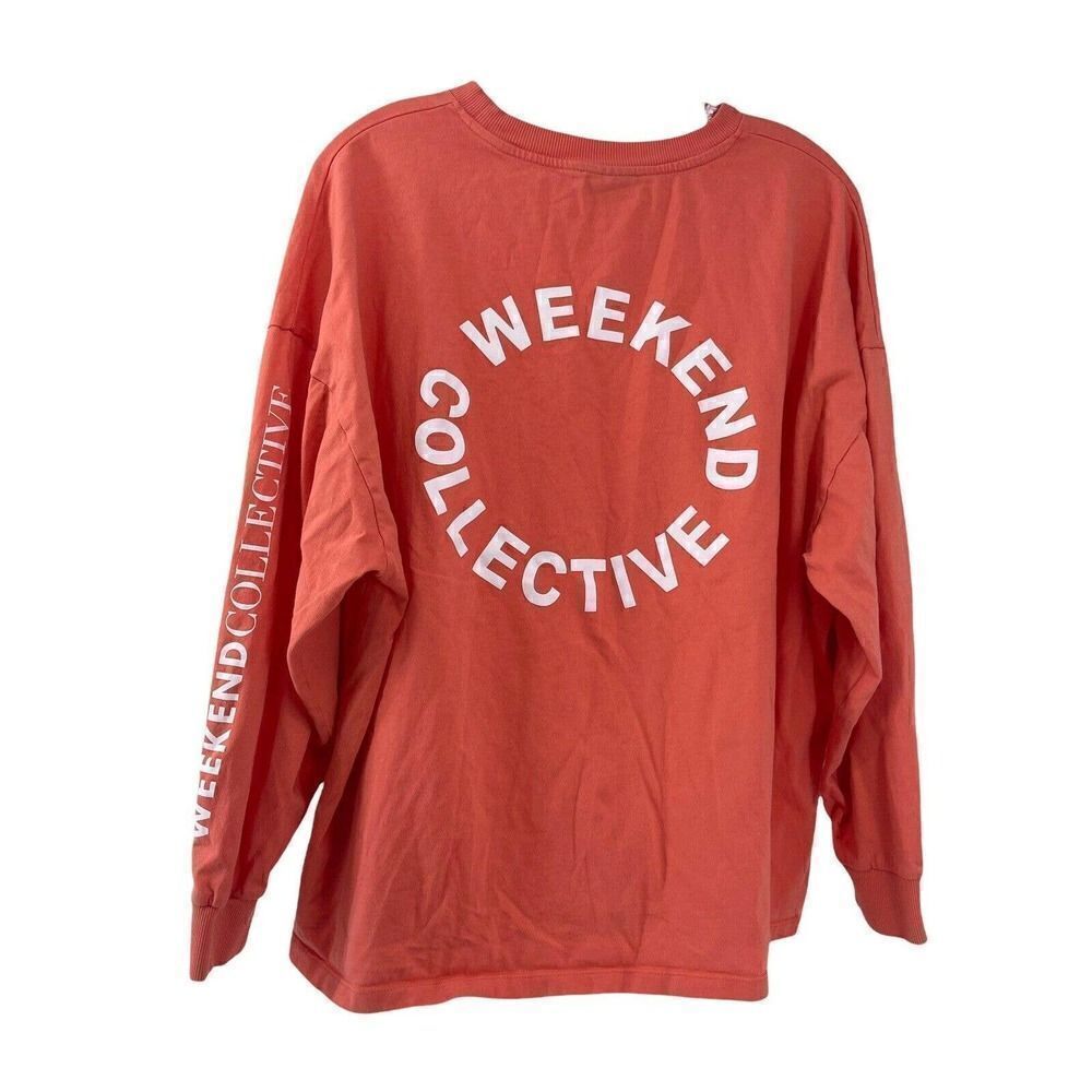 ASOS Design Weekend Collective Varsity T-Shirt Long Sleeve Orange Womens Size 10